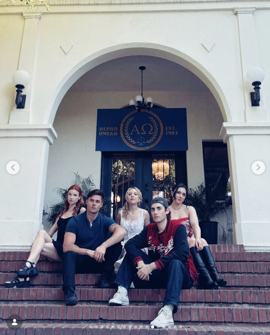 Brittany Marsicek, Eric Guilmette, Vanessa Nottingham, Adam Santa Cruz, and Lawson Greyson in "Campus Rivals" | Source: instagram/adamsantacruz
