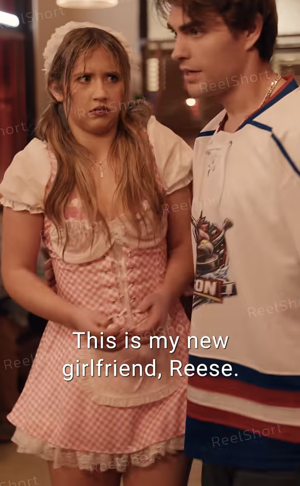 Hannah Lowery and Seth Edeen in "Pucked in the Friend Zone" | Source: youtube/reelshortapp