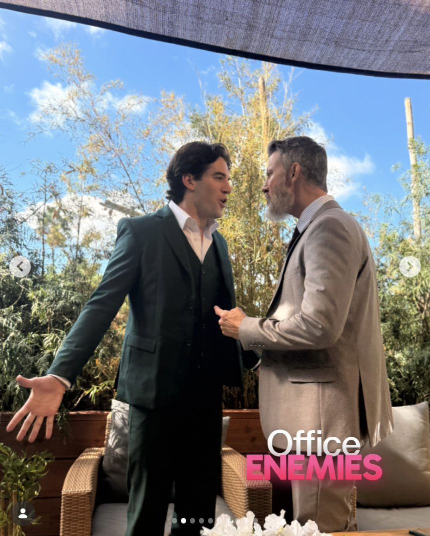 Noah Fearnley and Chris Cleveland behind the scenes of "Office Enemies" | Source: instagram/app.shorts
