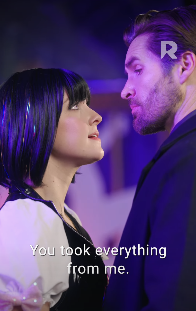 Meg Bush as Edie Van Der Zee and Marc Hermann as Trent Rexroth in "Scandalous" | Source: instagram/reelshortapp