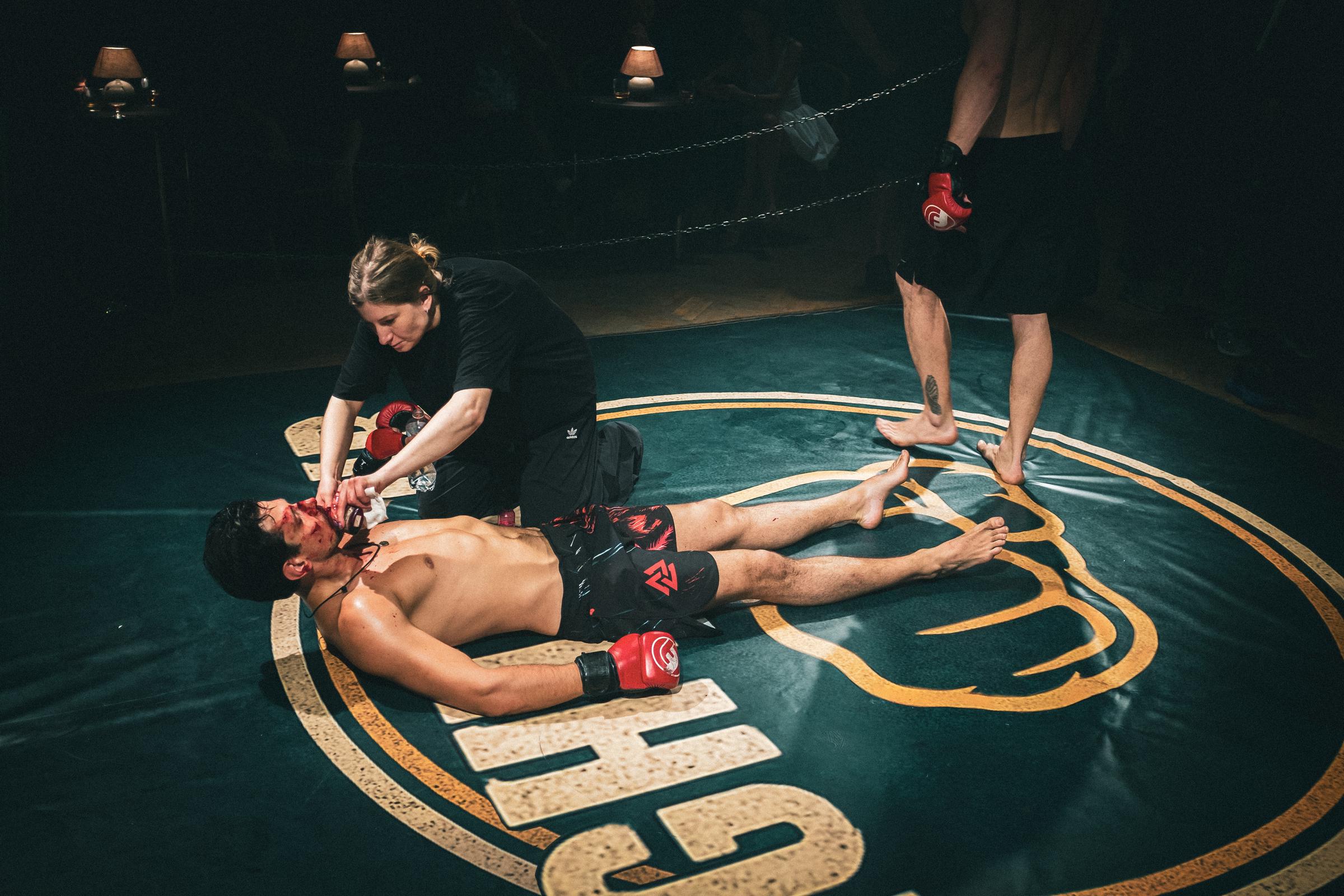 Arthur Shurypa undergoes final makeup adjustments before filming a fight sequence. | Source: AMO Pictures