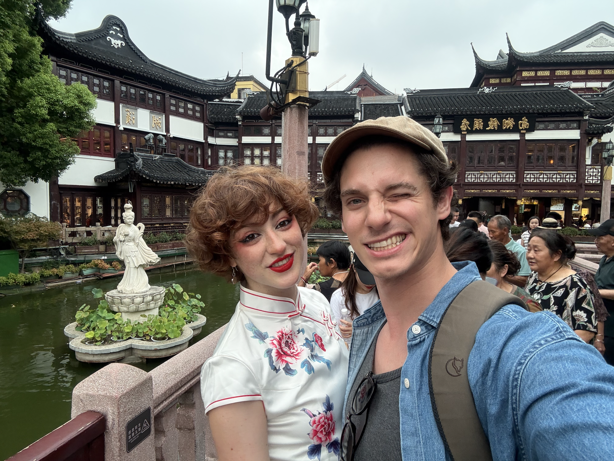 Gabe Armentano and his girlfriend, actress and model Ani, pose for a photo while exploring Shanghai, China | Source: Gabe Armentano