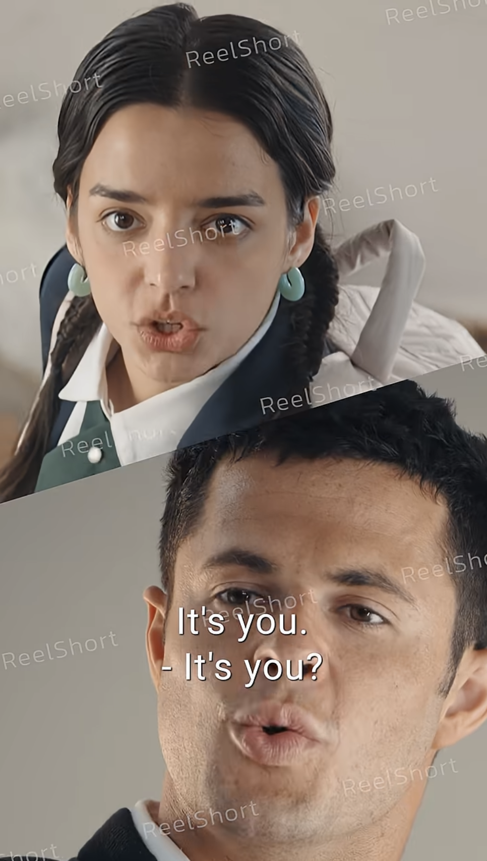 Maria Barseghian as Abigail Hart and Jared Staub as Chris Lawrence in "Hating and Loving My Adopted Brother" | Source: youtube/reelshortapp