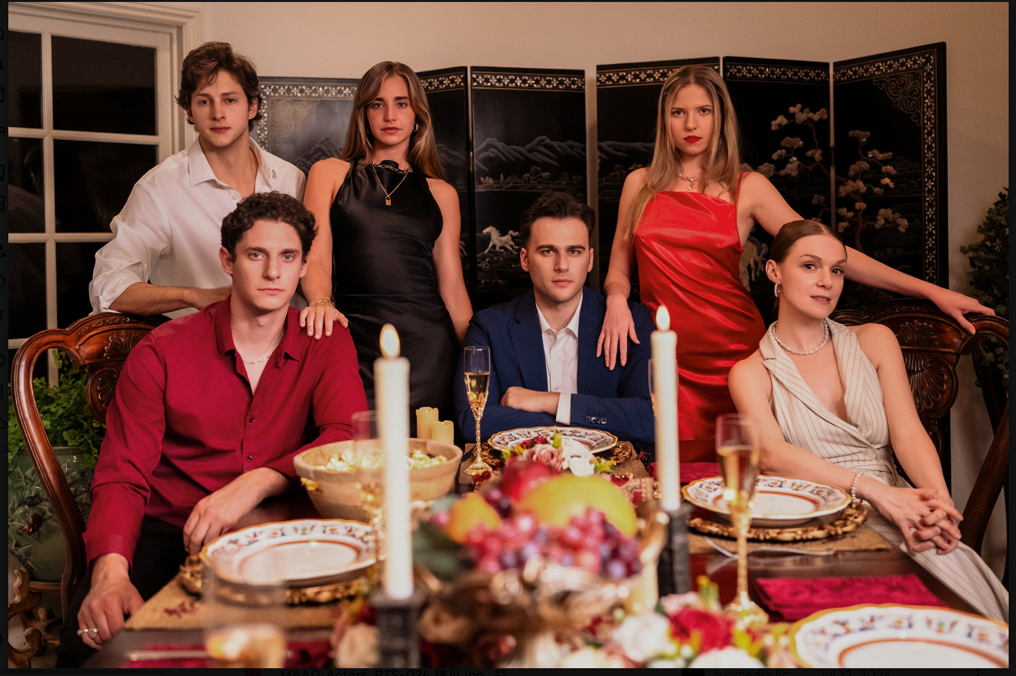 The cast of "My Accidental Alpha's Desire" behind the scenes. Standing (L–R): Freddy Piazza, Rebecca Stoughton, Nicole Mattox. Seated (L–R): Gabe Armentano, John William DiCaro, and Stephanie Wohar. | Source: Gabe Armentano