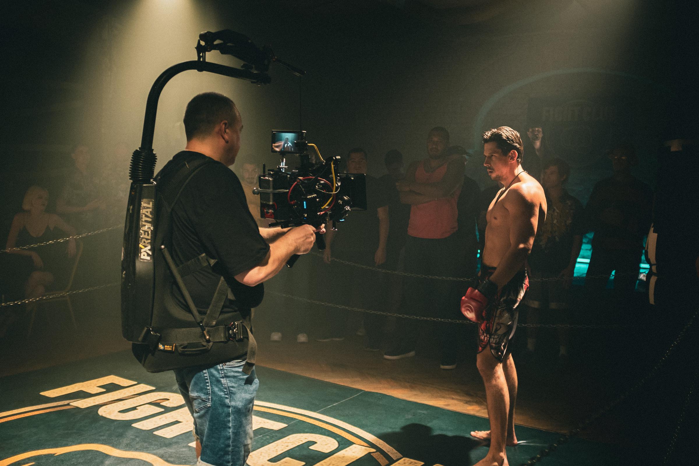 Director of Photography Serhii Koshel films Arthur Shurypa during a boxing scene,. | Source: AMO Pictures