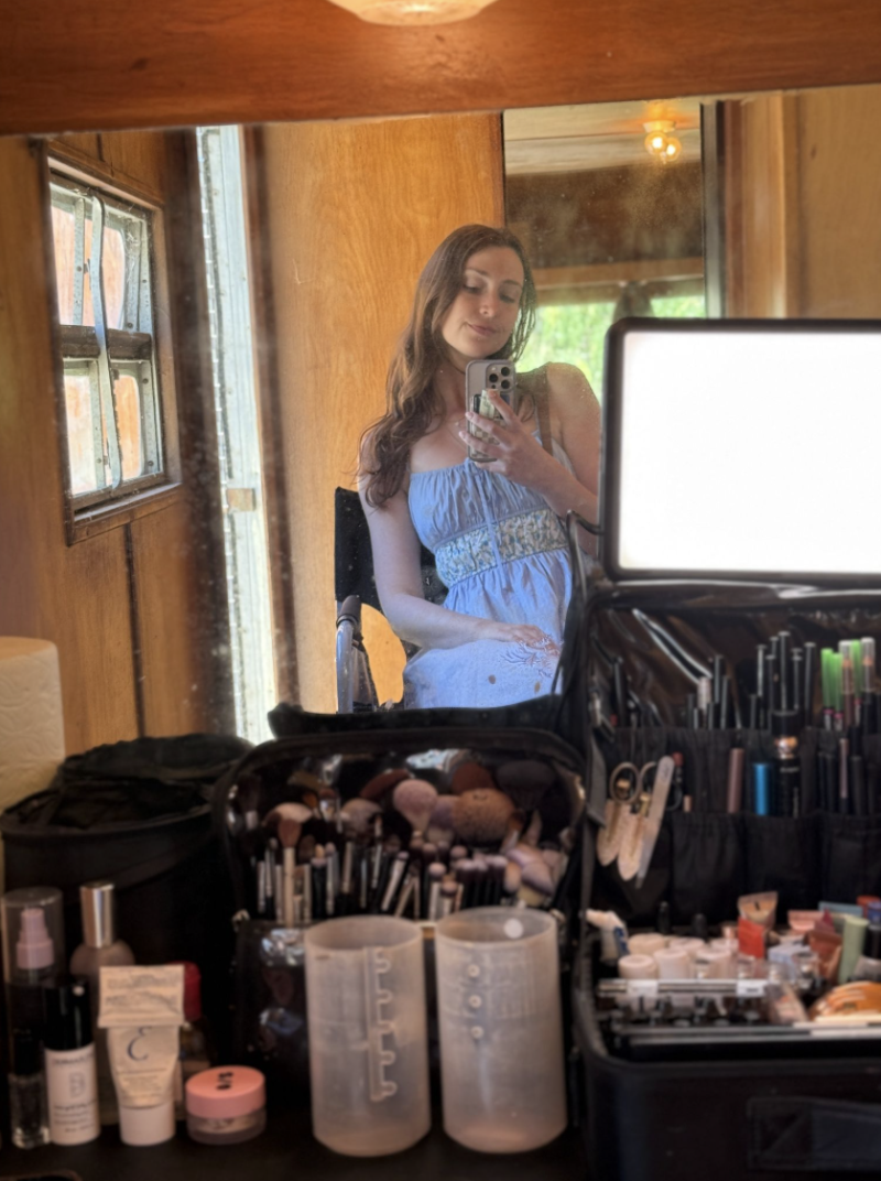 Getting camera-ready on the set of her first vertical drama, "Alpha's Fake or Fated Mate" | Source: Madison Vice