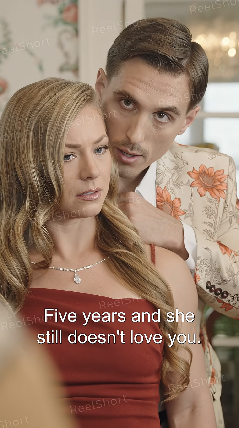 Nikki Leigh as Christine Parrish and Kyle Glenn as Tony Roth in in "Djinn Under Contract" | Source youtube/reelshortapp