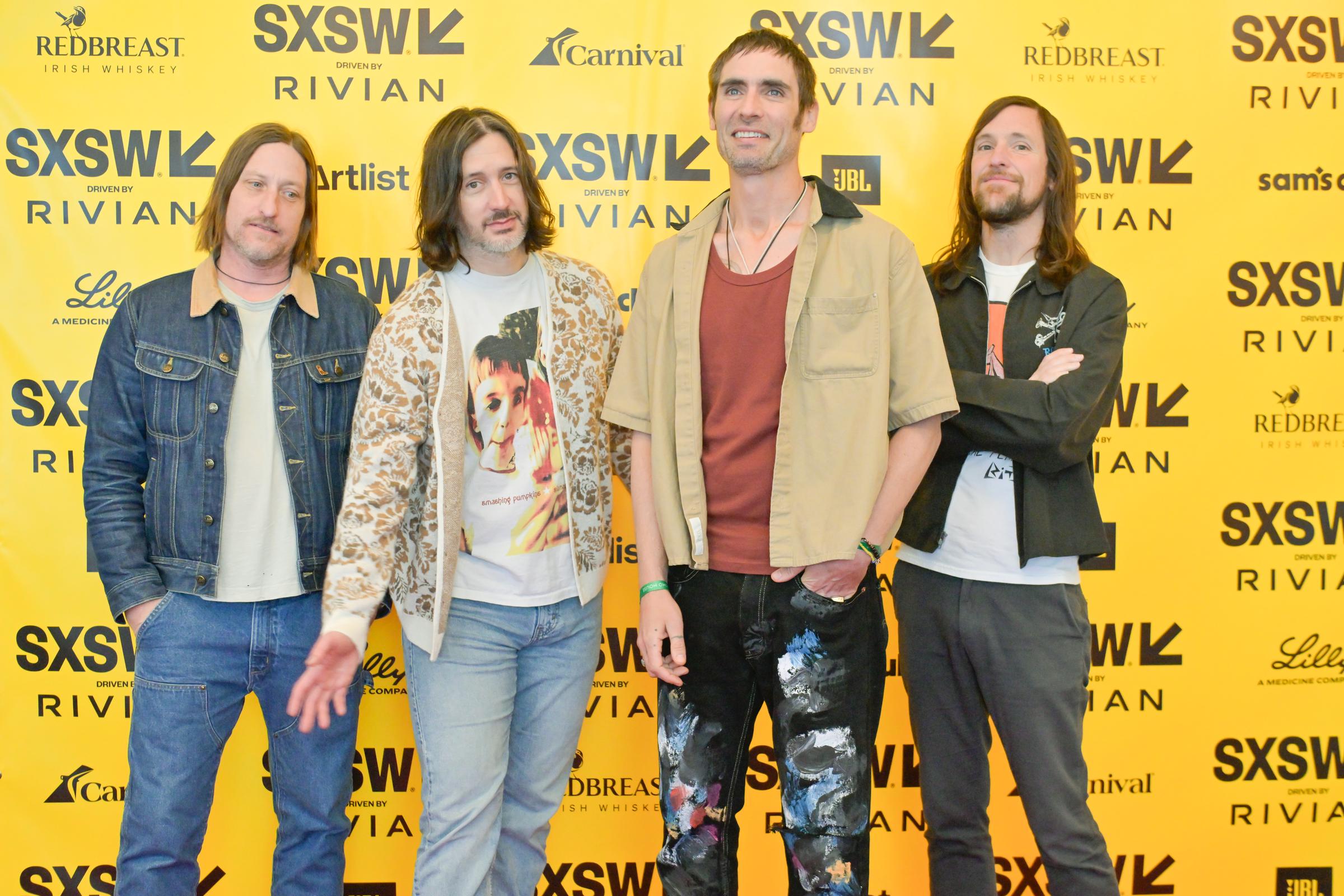 Chris Gaylor, Nick Wheeler, Tyson Ritter and Mike Kennerty at "Featured Session: A Conversation with The All-American Rejects" during the SXSW Conference & Festivals on March 13, 2026 in Austin, Texas | Source: Getty Images