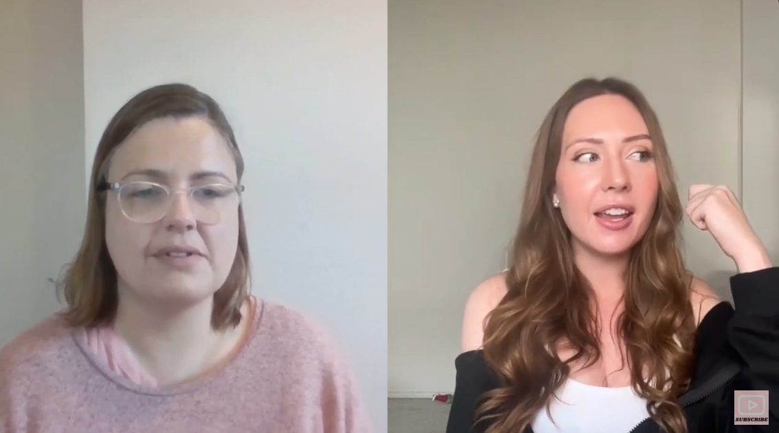 Rebecca Berg mimics a phone call as she shares a personal memory about her first on-set experience at a young age, as posted on May 18, 2025 | Source: YouTube/VerticalDramaLove