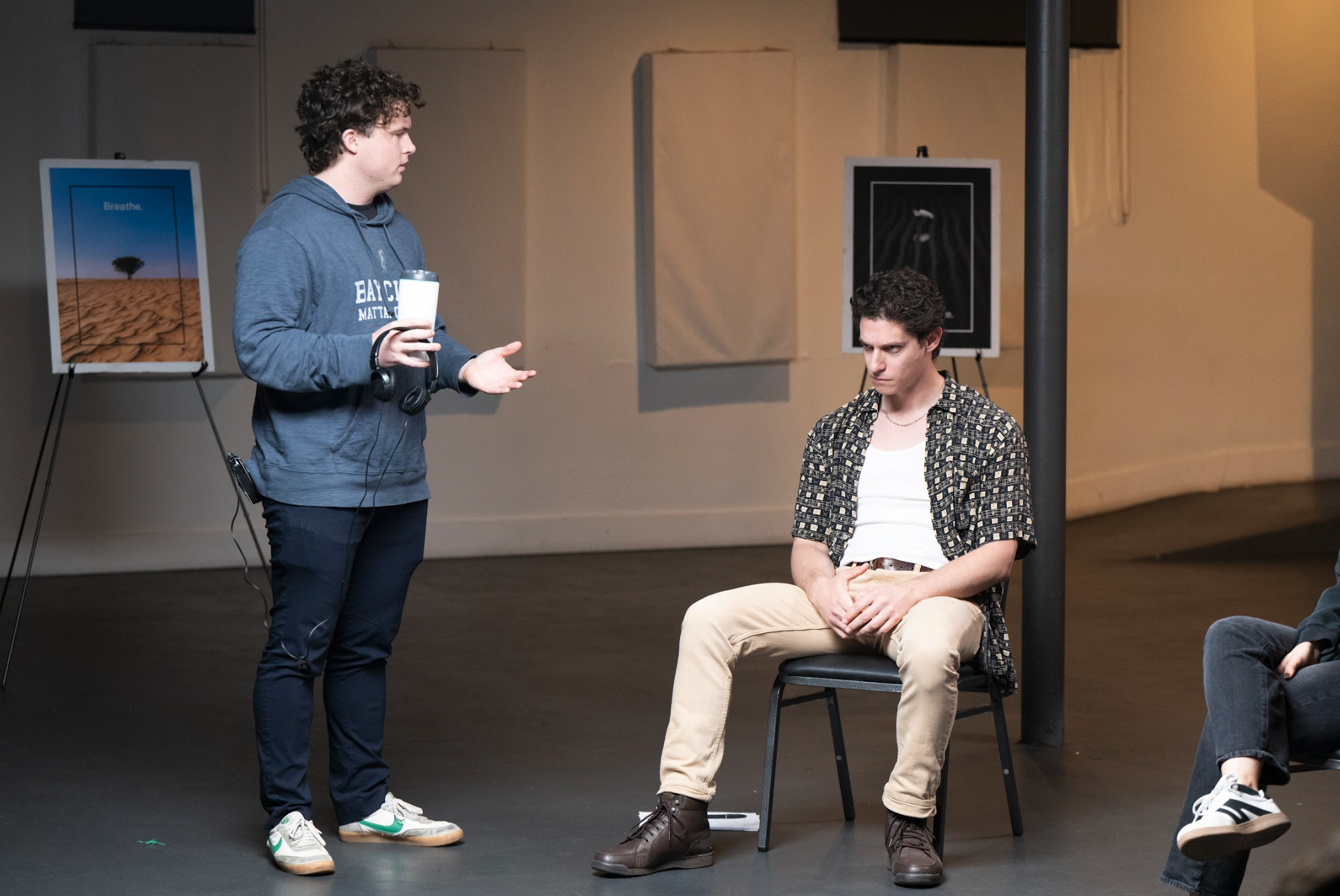 Gabe Armentano (seated) works through a scene during the production of "Rage Bait," a project that gave him the opportunity to help shape the story both on screen and behind the scenes. | Source: Gabe Armentano