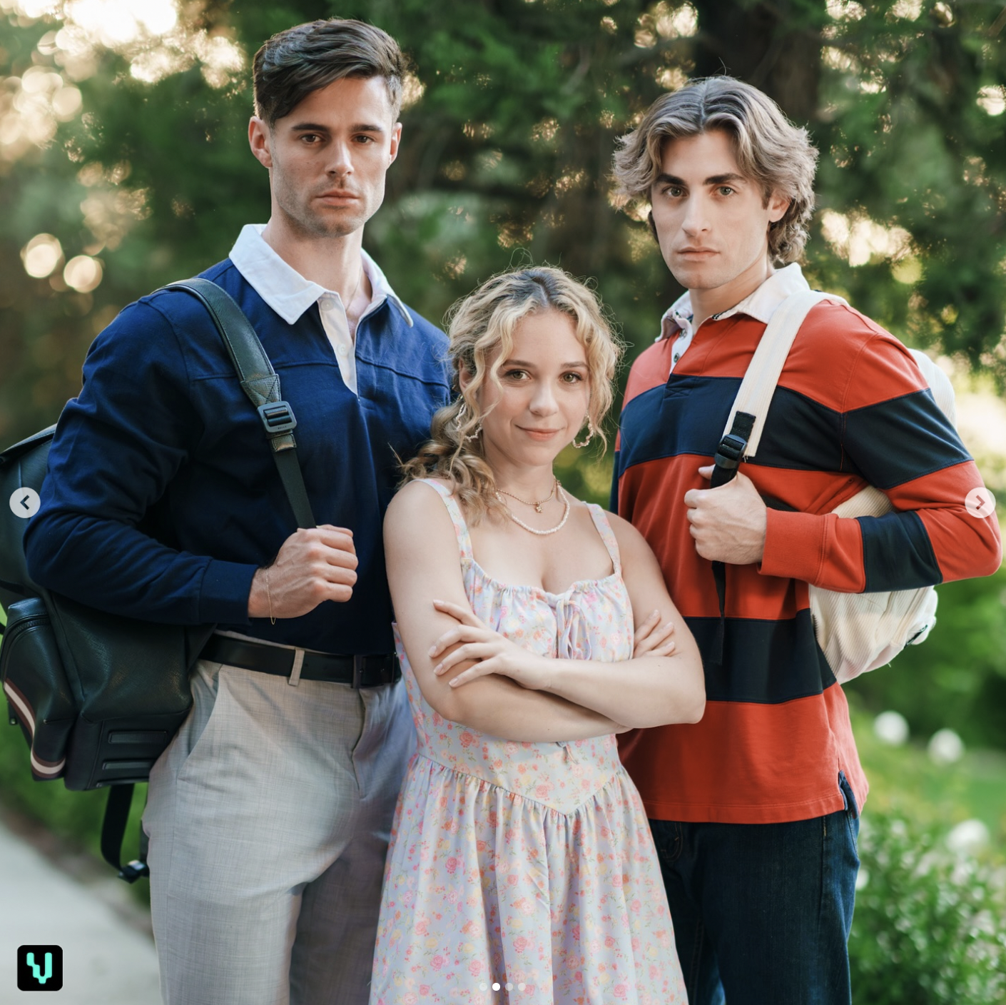 Eric Guilmette, Vanessa Nottingham, and Adam Santa Cruz in "Campus Rivals" | Source: instagram/erictaylorguilmette