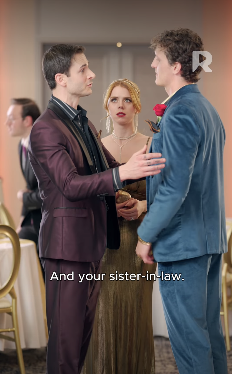 Ryan Vincent as Kiefer O’Reilly, Kiley Pearson as Genesis Jones, and Anton Krasavin as Declan O’Reilly in "Tempting the Mafia Twins" | Source: instagram/reelshortapp