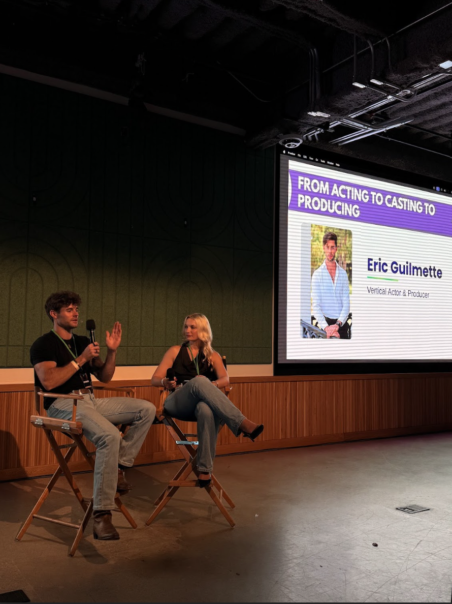 Eric Guilmette and host Kerttu Karon at the LA Vertical Drama Market: 2nd Edition in May 2026 | Source: Vertical Drama Explorer